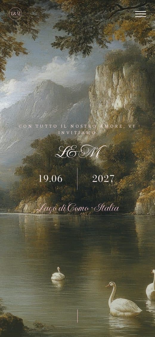 Modello "Il Lago dei Cigni" — partecipazione matrimonio digitale romantica
