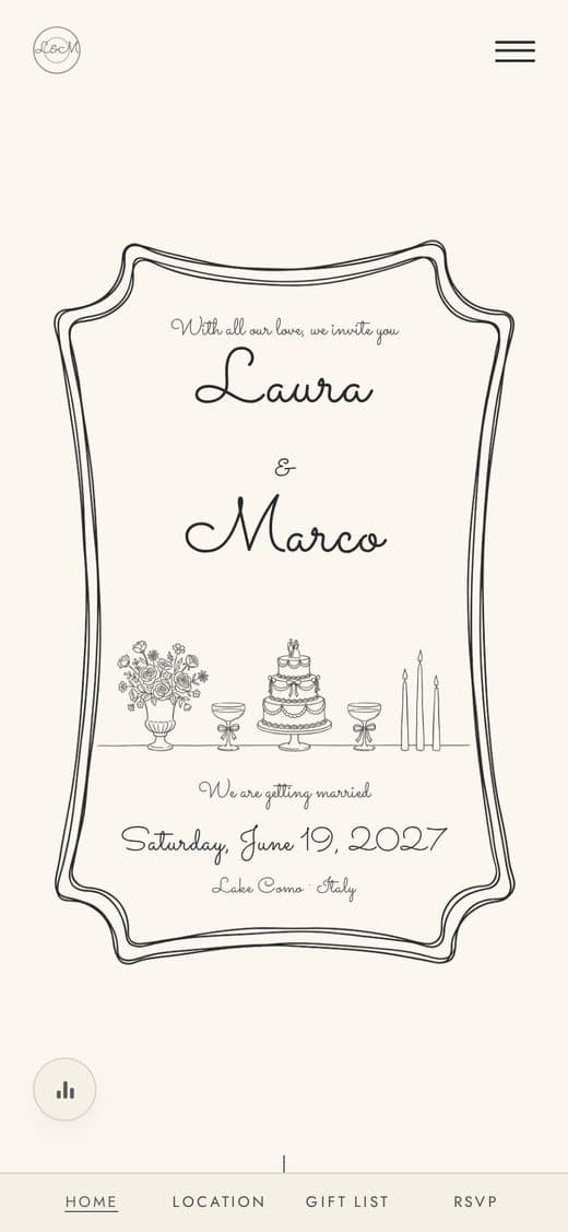 Template "Tratto d'Inchiostro" — hand-drawn pen-and-ink digital wedding invitation