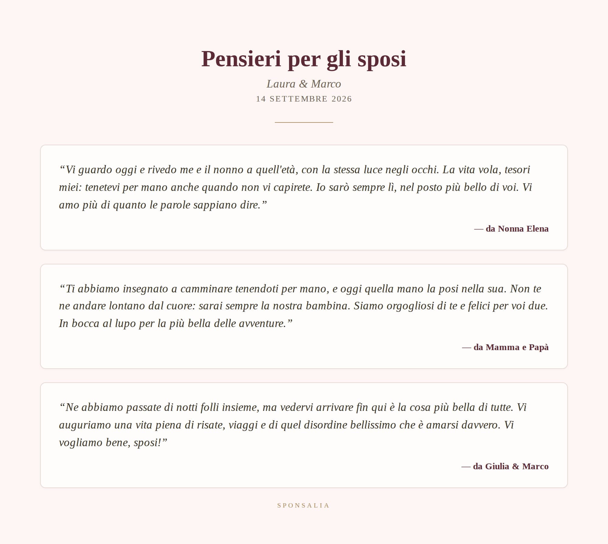 Libretto PDF “Pensieri per gli sposi” con i messaggi dei cari — Sponsalia