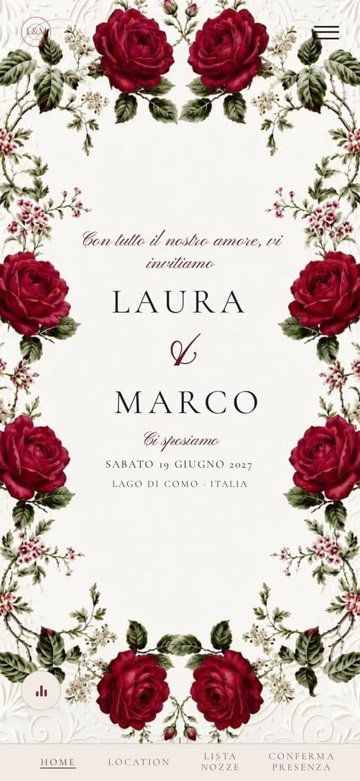 Modello "Botanico Romantico" — partecipazione matrimonio digitale con illustrazioni botaniche