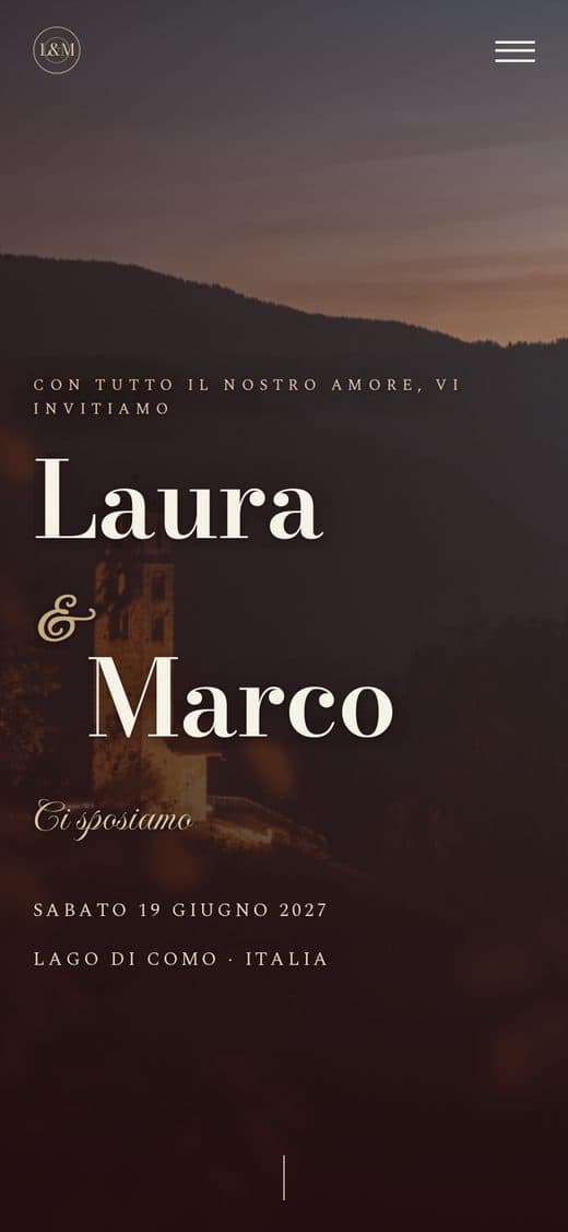 Modello "Ora Dorata" — partecipazione matrimonio digitale romantica contemporanea