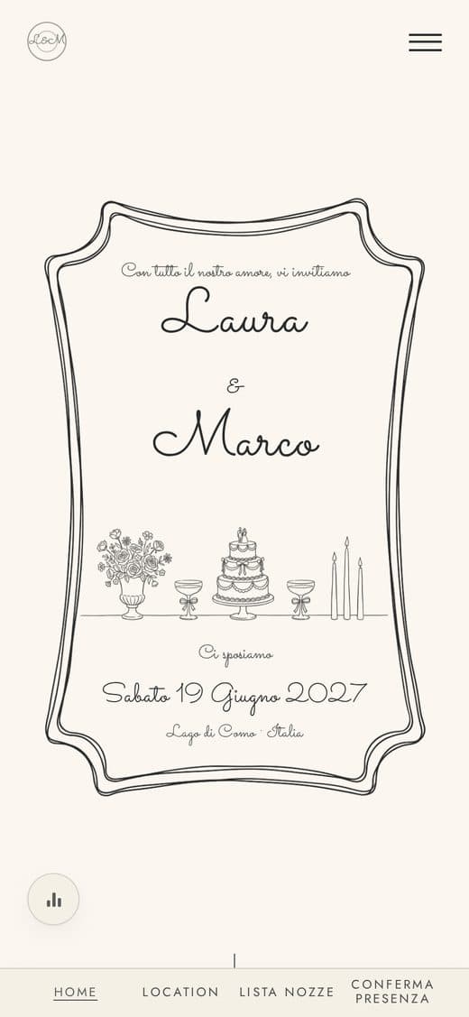 Modello "Tratto d'Inchiostro" — partecipazione matrimonio digitale disegnata a penna