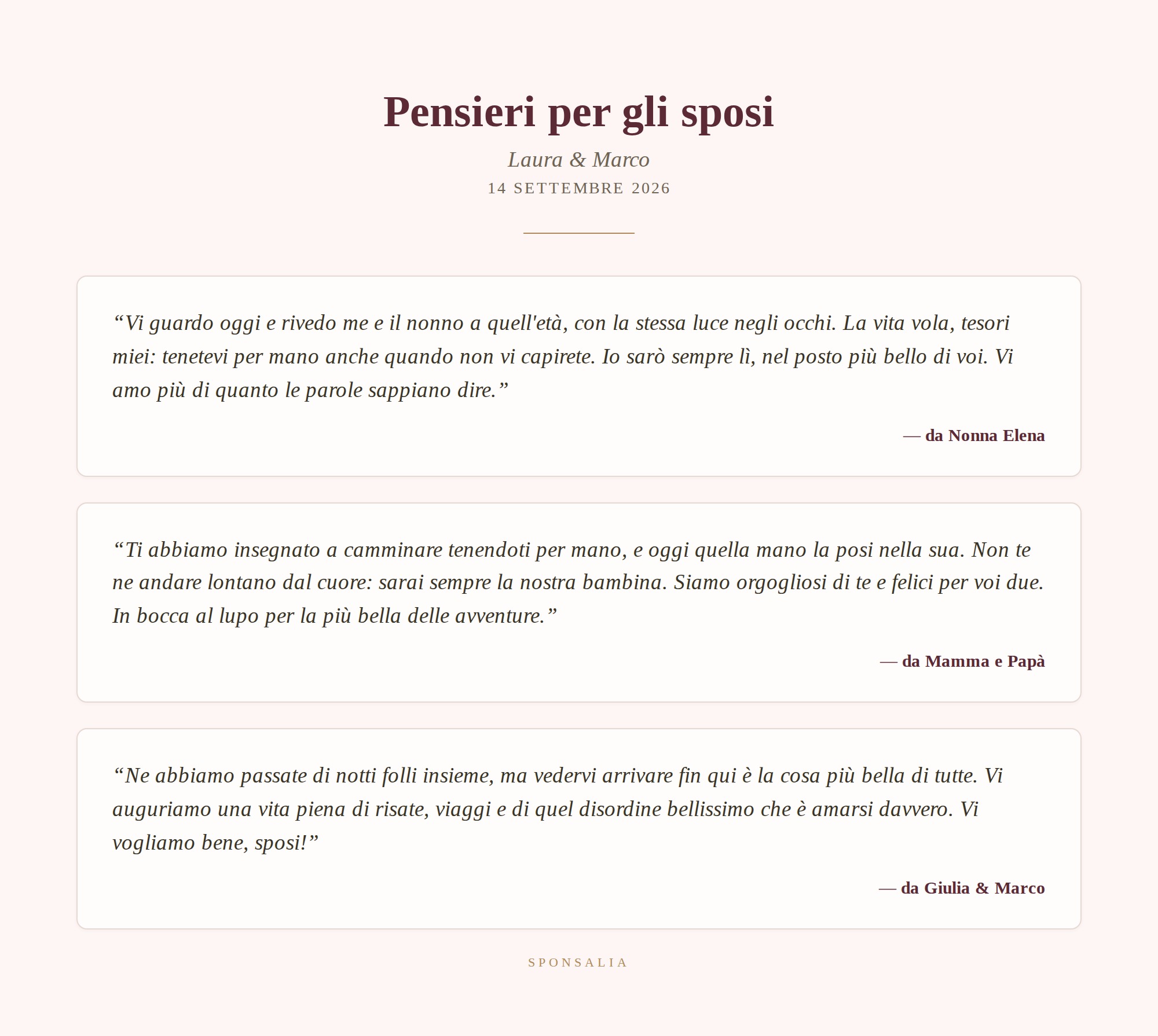 Libretto PDF “Pensieri per gli sposi” con i messaggi dei cari — Sponsalia