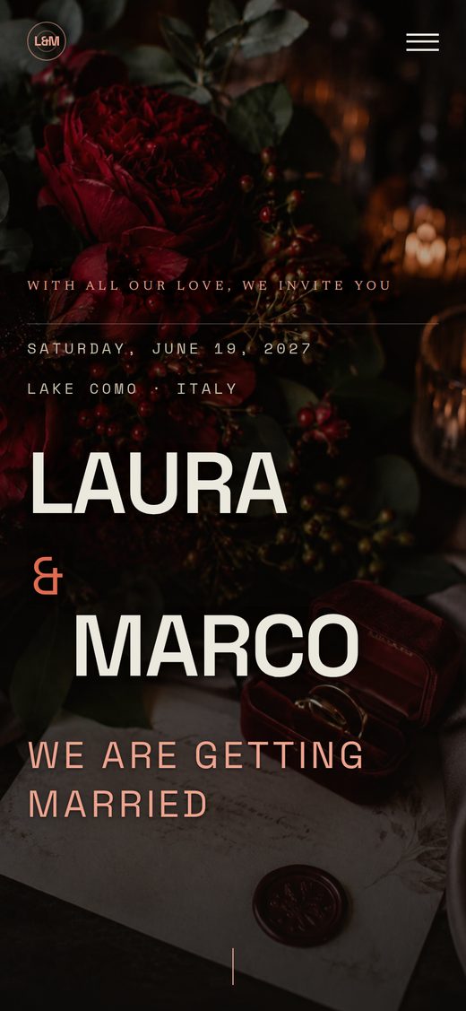Template "Atelier" — refined haute couture digital wedding invitation