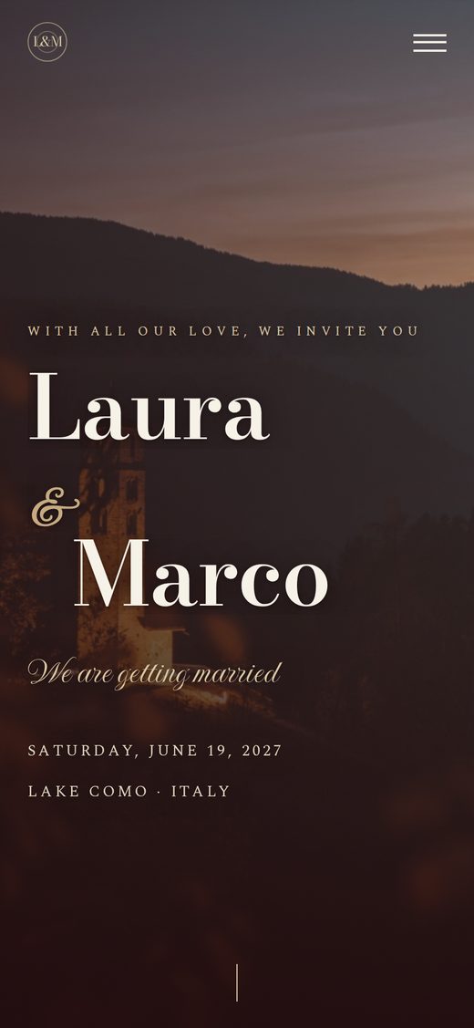 Template "Golden Hour" — contemporary romantic digital wedding invitation